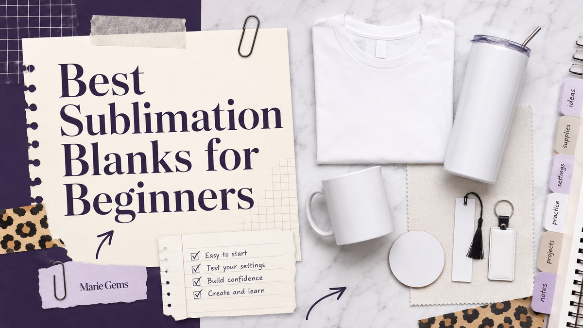 Best Sublimation Blanks for Beginners — Marie Gems purple bullet journal blog featured image