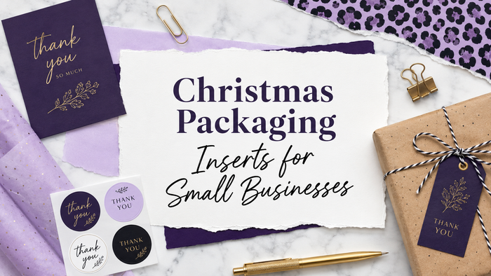 Christmas packaging inserts for small businesses in Marie Gems purple bullet journal style