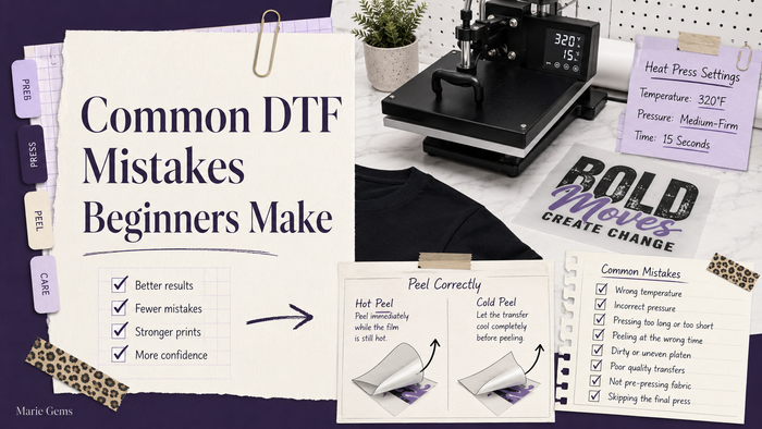 Common DTF Mistakes Beginners Make — Marie Gems purple bullet journal blog featured image