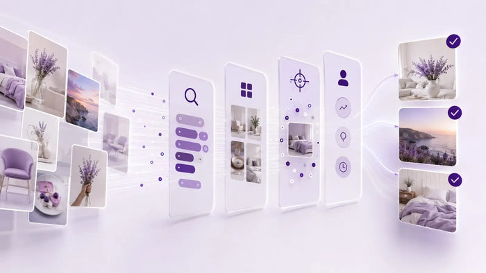 Editorial visual for How Pinterest Decides Which Pins to Show with topic-specific Pinterest search and strategy elements