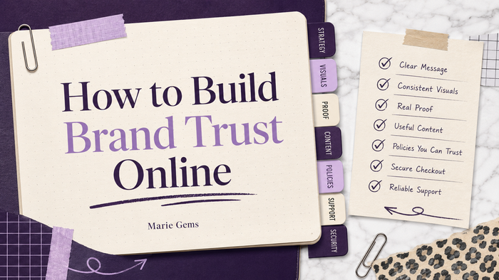 How to Build Brand Trust Online — Marie Gems purple bullet journal blog featured image