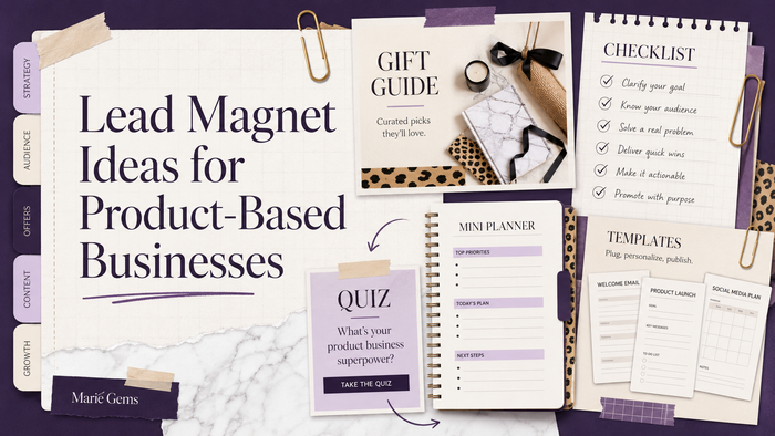 Lead Magnet Ideas for Product-Based Businesses — Marie Gems purple bullet journal blog featured image