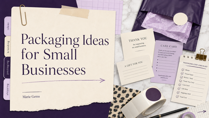 Packaging Ideas for Small Businesses — Marie Gems purple bullet journal blog featured image