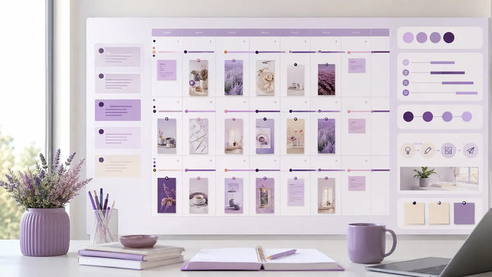 Editorial visual for Pinterest Content Calendar with topic-specific Pinterest search and strategy elements