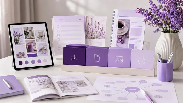 Editorial visual for Pinterest Marketing for Digital Products with topic-specific Pinterest search and strategy elements