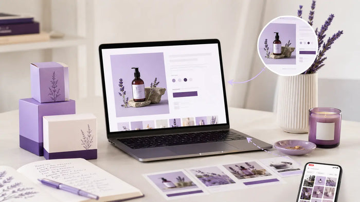 Editorial visual for Pinterest SEO for Shopify Stores with topic-specific Pinterest search and strategy elements