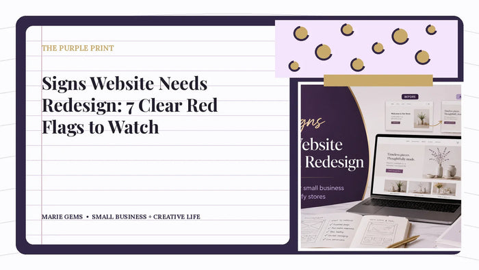 Signs Website Needs Redesign: 7 Clear Red Flags to Watch — Marie Gems purple bullet journal featured image
