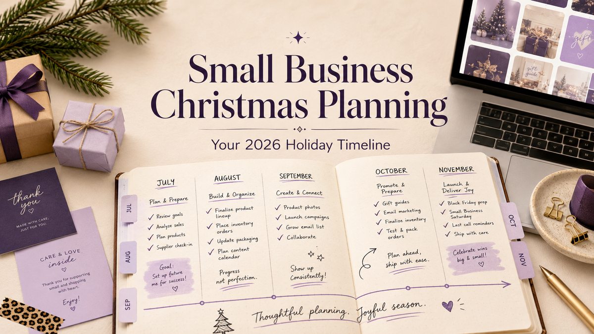 When Should a Small Business Start Planning for Christmas? Your 2026 Holiday Timeline — Marie Gems purple bullet journal blog featured image